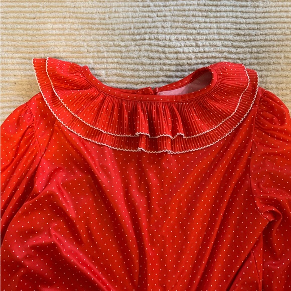 1970’s Vintage Western Frilly Red Polka Dot Polyester Button Up Blouse - Picture 5 of 5